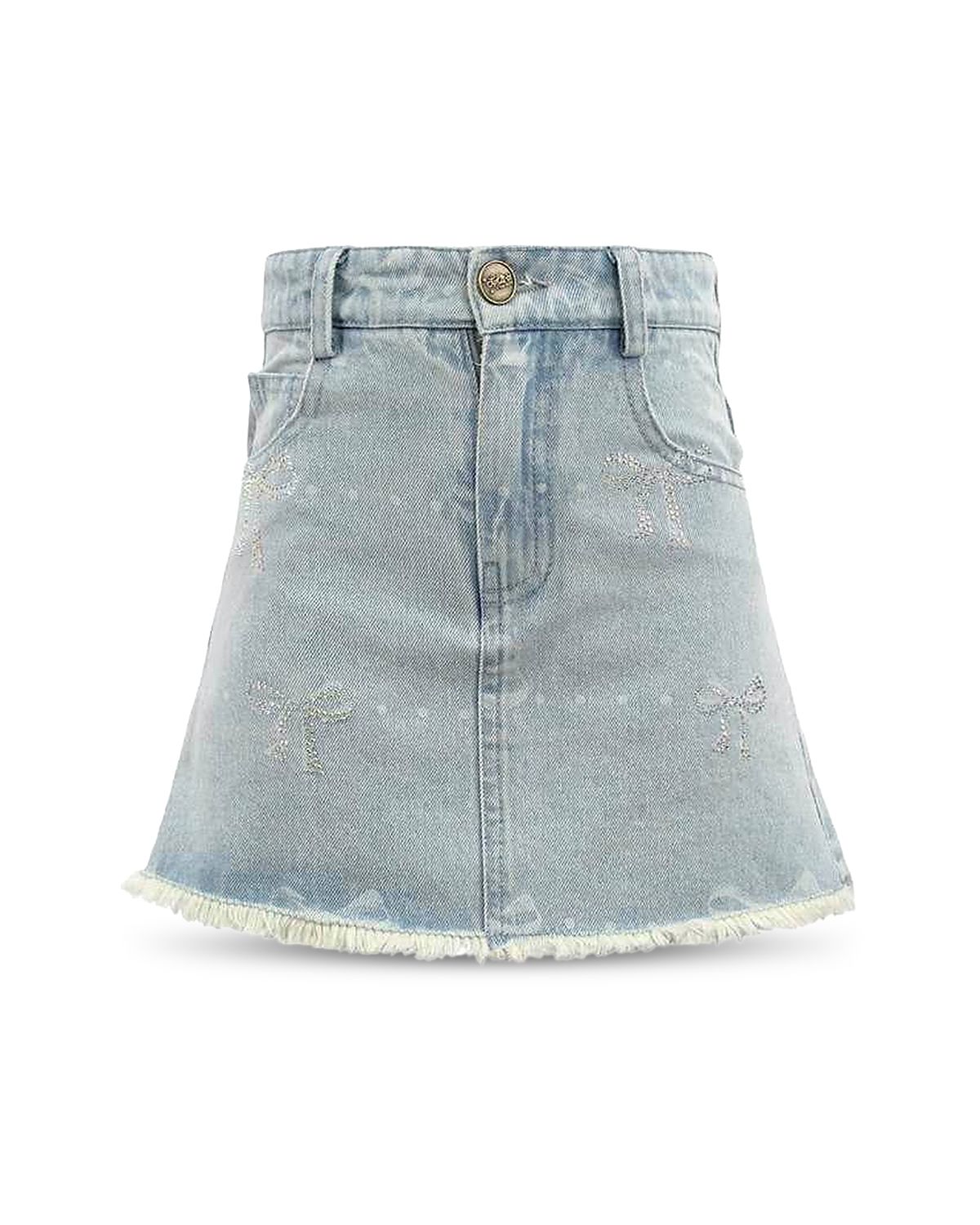 Lola + The Boys Girls' Sparkle Bows Denim Skirt - Little Kid, Big Kid