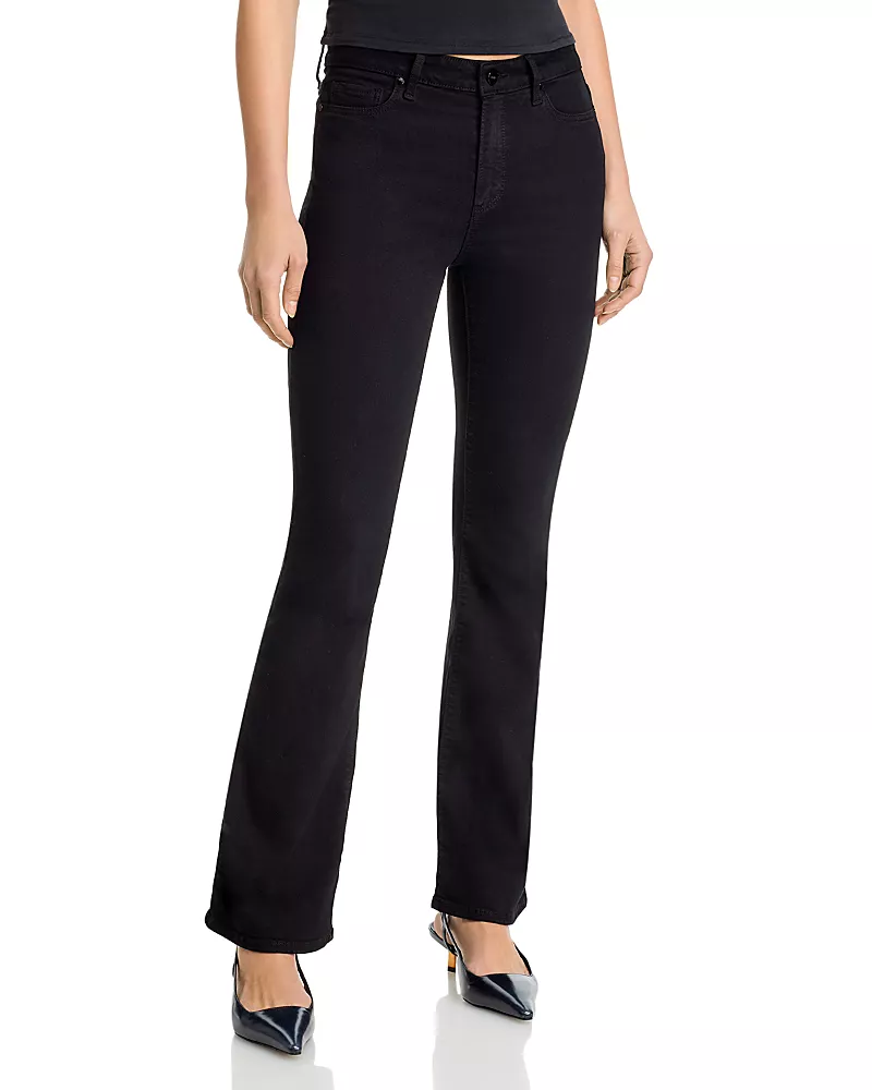 Paige Laurel Canyon High Rise Petite Boot Jeans in Black Shadow