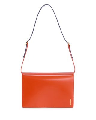 File Small Orange Leather Shoulder Bag