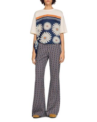 Floral Print Flowy Trousers