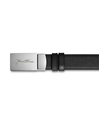 Men's Cursive Logo Pebble Leather Belt