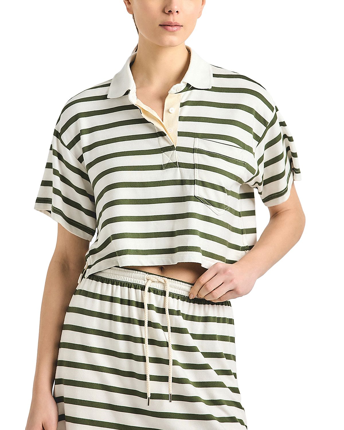 Derek Lam 10 Crosby Indira Striped Polo Shirt