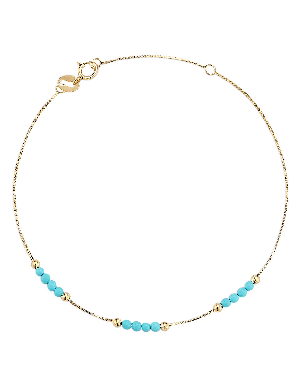 Moon & Meadow 14K Yellow Gold Turquoise & Polished Bead Box Link Bracelet