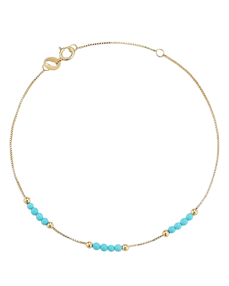 Moon & Meadow 14K Yellow Gold Turquoise & Polished Bead Box Link Bracelet