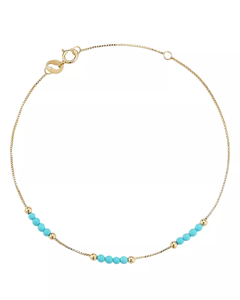 Moon & Meadow 14K Yellow Gold Turquoise & Polished Bead Box Link Bracelet