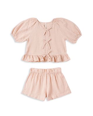 Girls' Juniper Gingham Peplum Top & Shorts Set - Little Kid