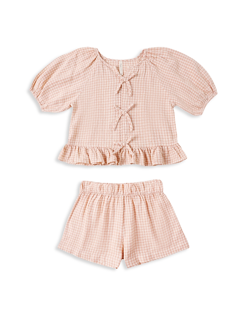 Rylee + Cru Girls' Juniper Gingham Peplum Top & Shorts Set - Little Kid