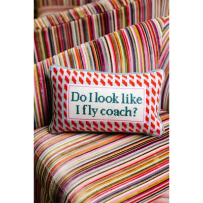 Fly Coach Needlepoint Pillow, 15" x 9"