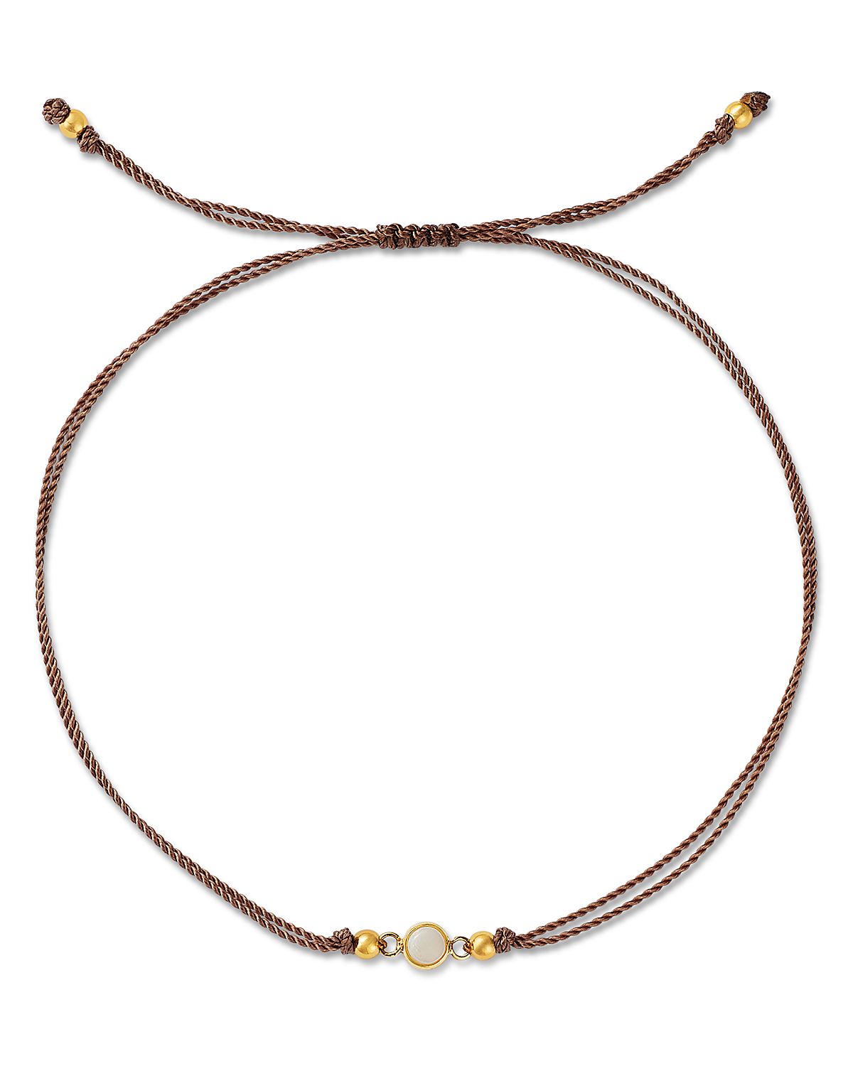 Zoe Chicco 14K Yellow Gold Opal Gemstones Bezel Taupe Cord Slider Bracelet