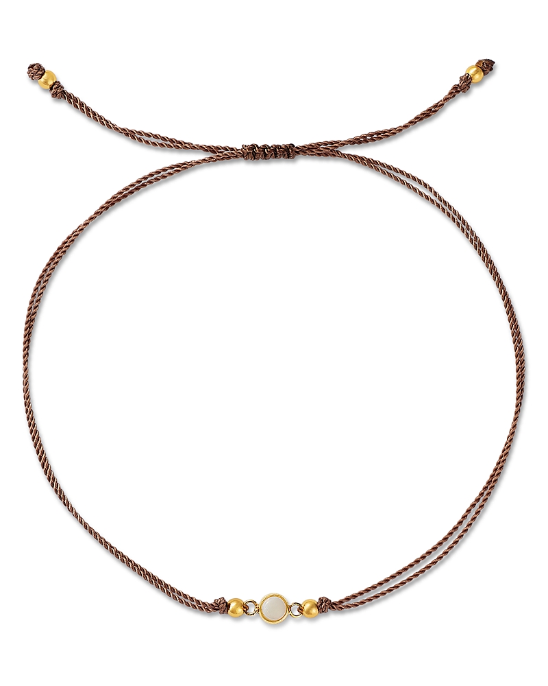 Zoe Chicco 14K Yellow Gold Opal Gemstones Bezel Taupe Cord Slider Bracelet