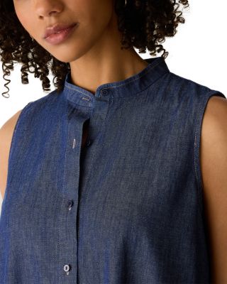 Lightweight Mandarin Collar Sleeveless Dress