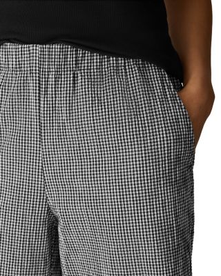 Check Print Wide Leg Ankle Pants