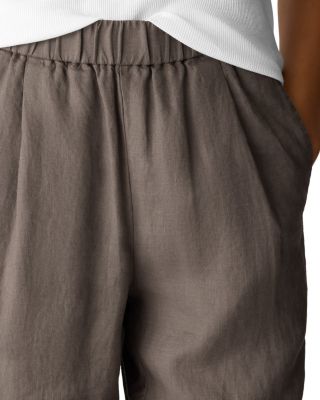 Pleated Lantern Linen Ankle Pants