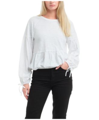  Shirred Elastic Hem Tee