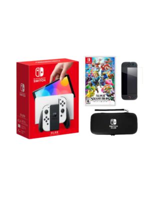  Switch Oled White Bundle with Accessories and Super Smash Bros Game