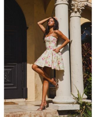  Valda Print Linen Mini Dress with Pockets