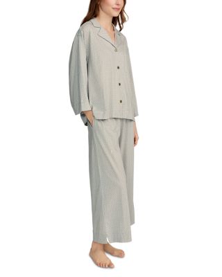 Olivia Pima Cotton Wide Leg Pajama Set in Sage Geo