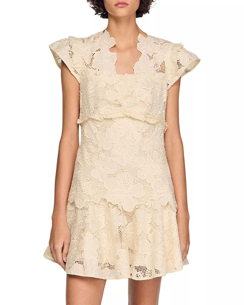 Sandro Lyrella Guipure Mini Dress