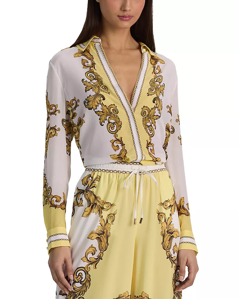 Alice and Olivia Willa Placket Top