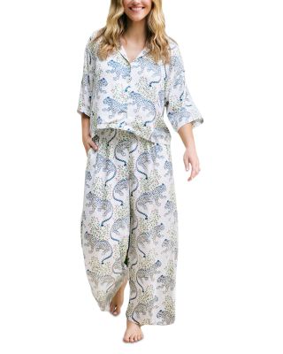 Printfresh Satin Wildest Dreams Pants Pajama Set In Gray