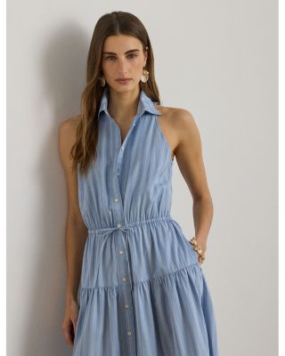 Striped Broadcloth Tiered Shirtdress