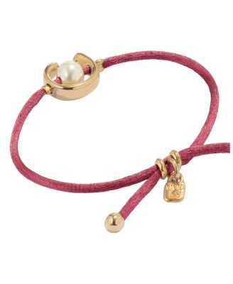  Mauve Cord Pearl Bracelet