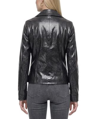  Metis Suede Pythn Printed Moto Zip Jacket