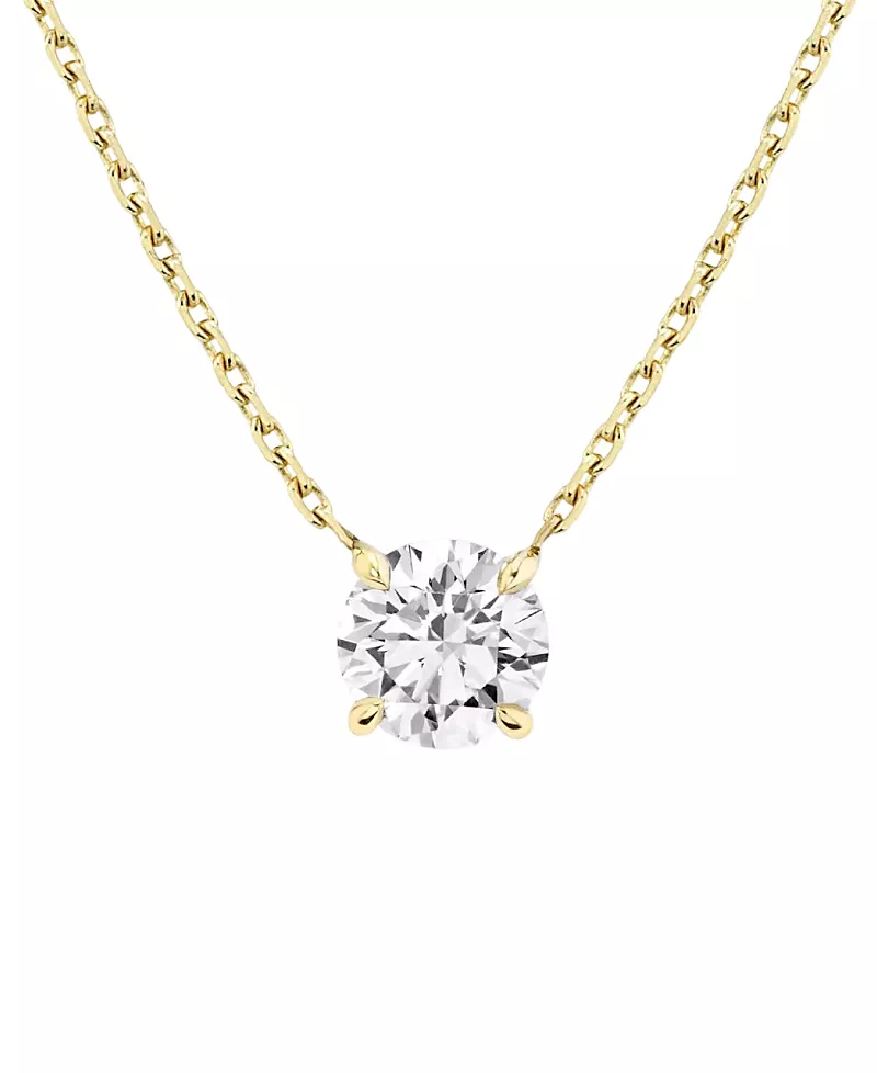 Vrai Solitaire Necklace in 14K Gold, 1.5ctw Round Brilliant Lab Grown Diamond
