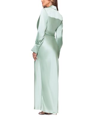 Satin Long Sleeve Maxi Gown - Exclusive