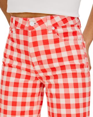 Giadzy x Rails The Getty Crop High Rise Wide Leg Jeans in Tomato Gingham