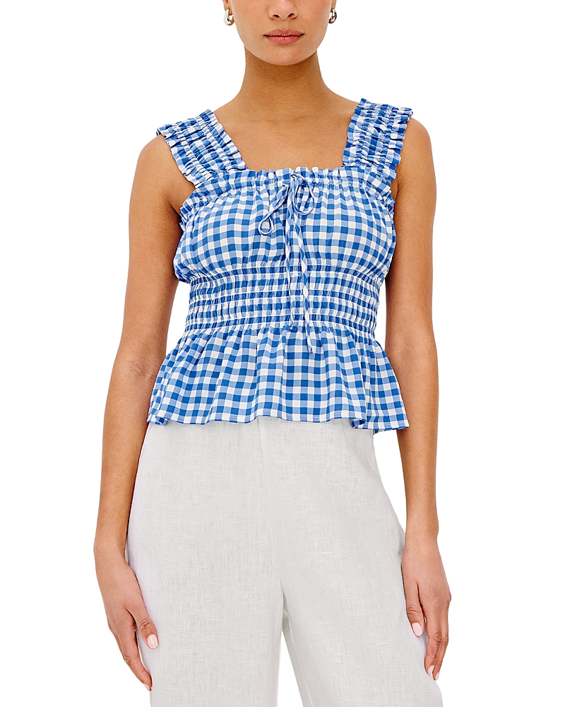 Rails Donna Gingham Smocked Waist Top