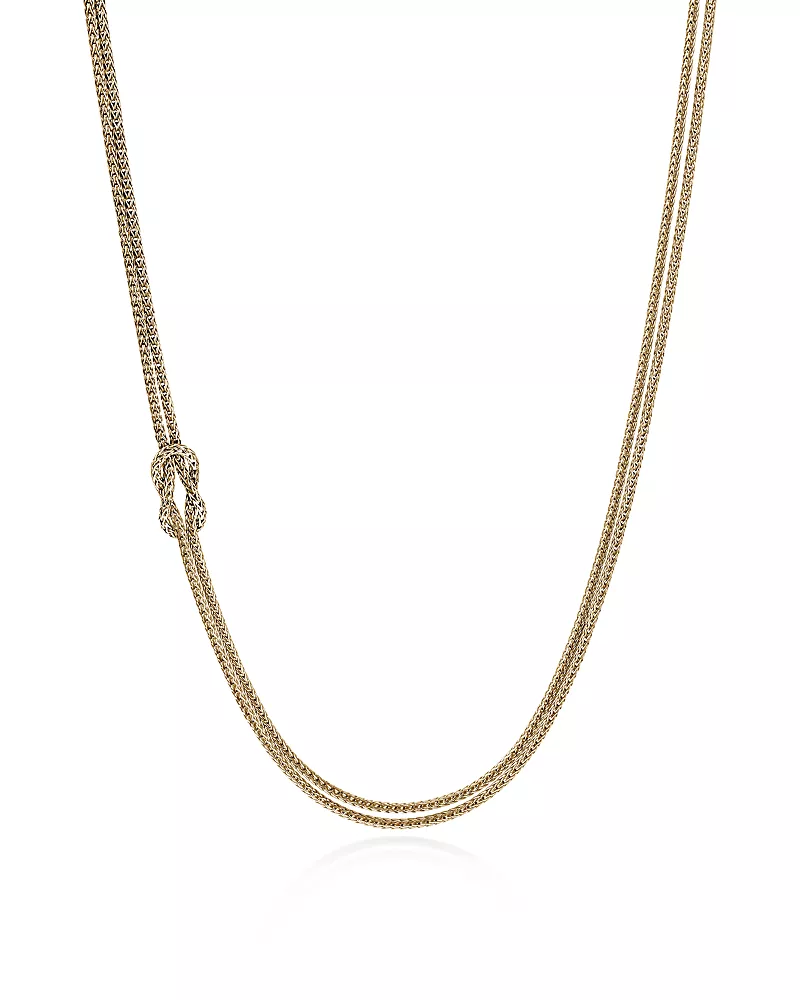 John Hardy 14K Yellow Gold Love Knot Double Strand Chain Necklace, 16