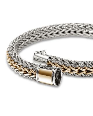 14K Yellow Bonded Gold & Sterling Silver Icon Reversible Woven Link Bracelet, 8mm