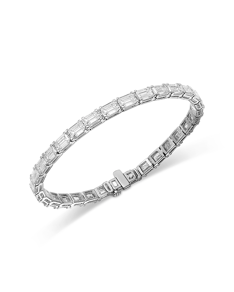 Bloomingdale's Fine Collection Certified Lab Grown Diamond Emerald Cut Tennis Bracelet in 14K White Gold, 14.26 tcw