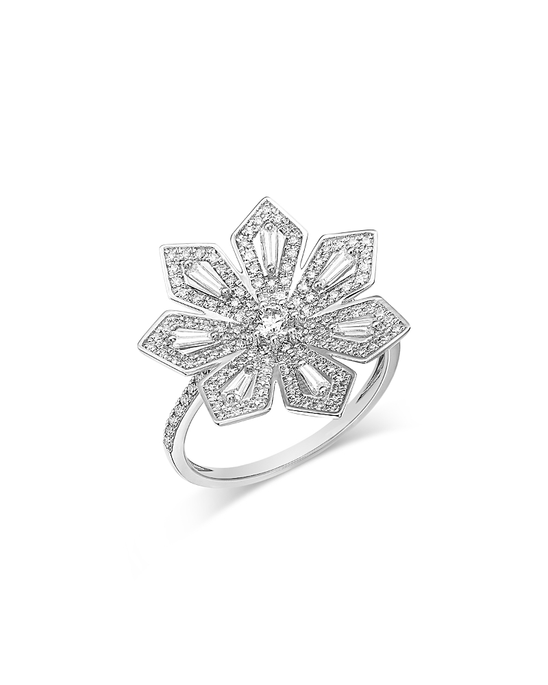 Bloomingdale's Fine Collection Diamond Round & Baguette Diamond Statement Ring in 14K White Gold, 0.75 tcw