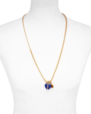 Mini Stone Heart Charm Pendant Necklace, 27"