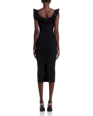 Ruffled Stretch Viscose Midi Dress