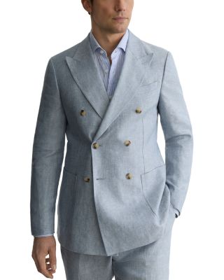 Linen Twill Double Breasted Tailored Fit Blazer