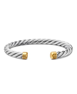 Men's Cable Classic Cuff Bracelet with 18k Gold