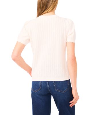 Pointelle Short Sleeve Sweater
