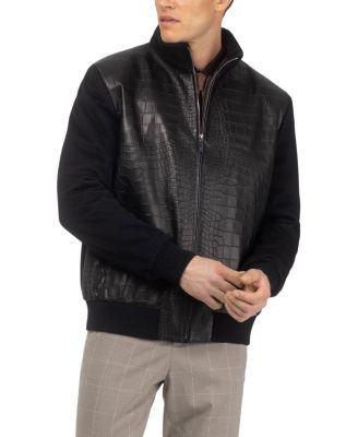  Men's Cross Embossed Nappa Leather Jacket Crafted From Loro Piana Wool