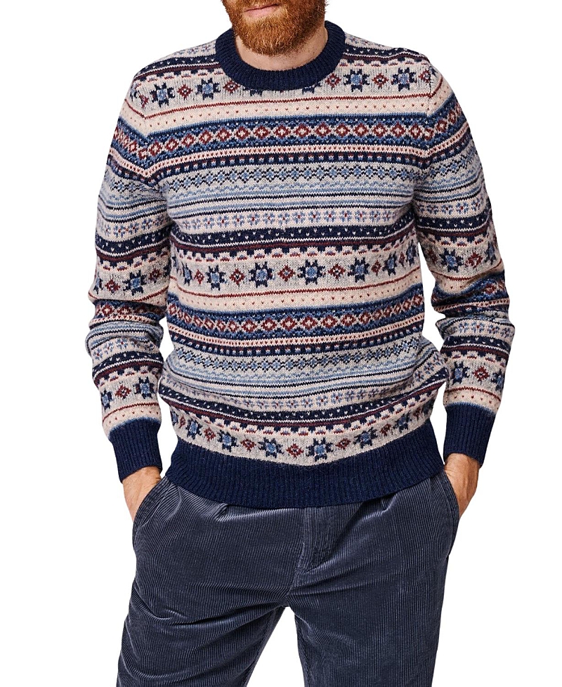 Aubin Fair Isle Crew Neck Wool Sweater