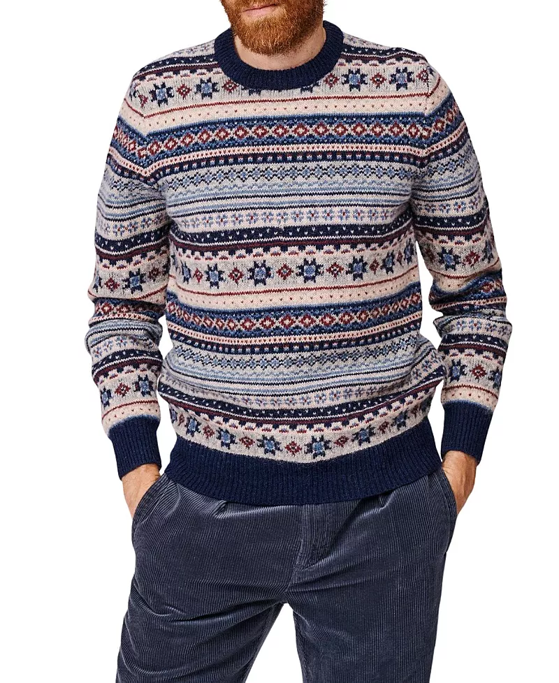 Aubin Fair Isle Crew Neck Wool Sweater