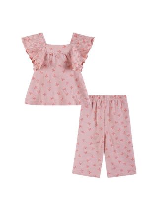  Girls' Knit Seersucker Top & Pant Set