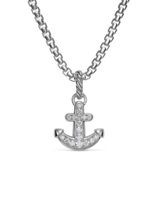 Anchor Amulet in Sterling Silver with Diamonds, 14.2mm