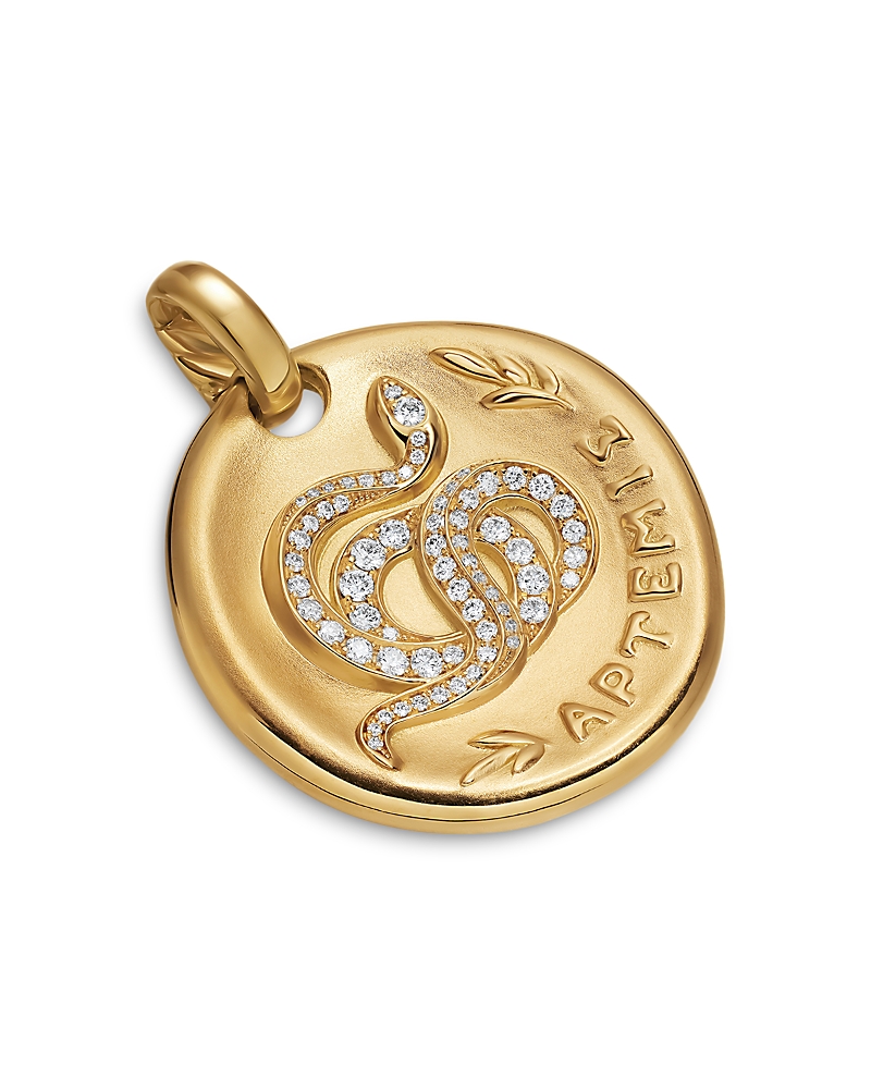 David Yurman Artemis Medallion Amulet in 18K Yellow Gold with Diamonds, 28.3mm · OS
