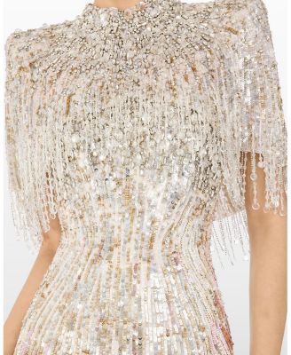  Ellen Mock-Neck Beaded Top