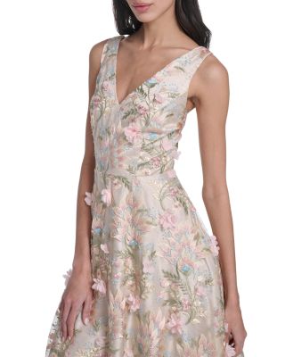 Sleeveless V Neck Fit and Flare Dress