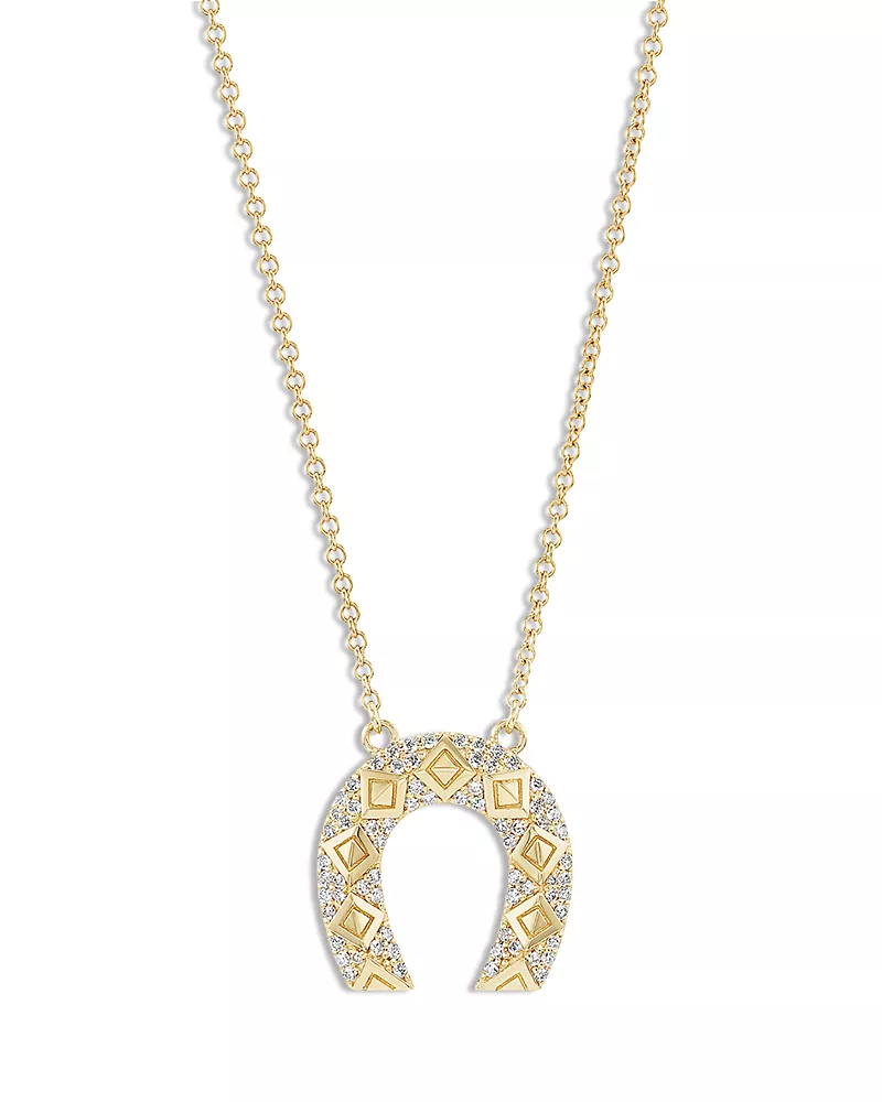 Harwell Godfrey 18K Yellow Gold Horseshoe Diamond Pendant Necklace, 16