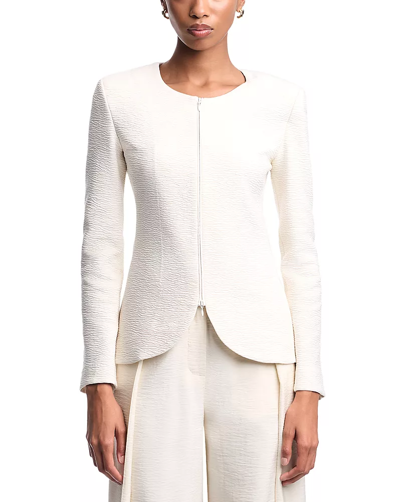 Emporio Armani Textured Jersey Zip Blazer